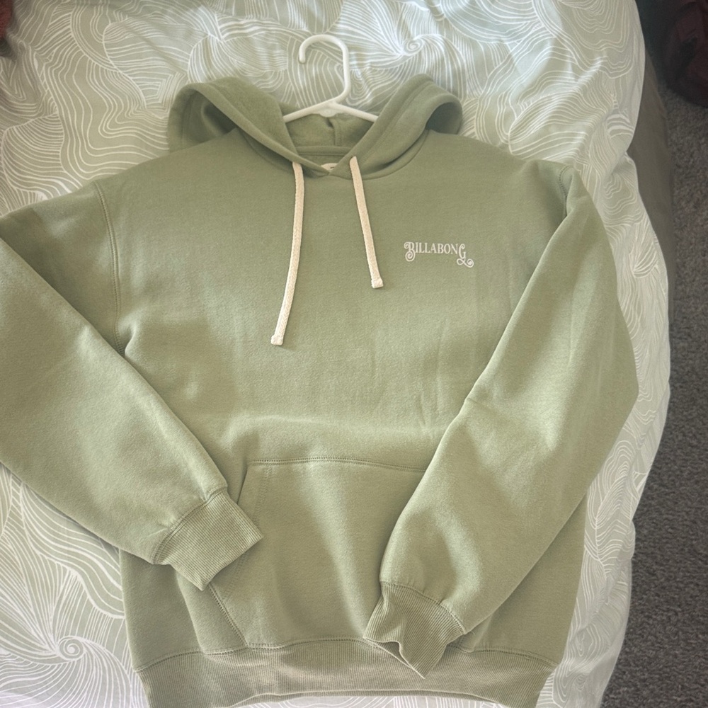 Billabong Olive Hoodie with Cream Drawstrings